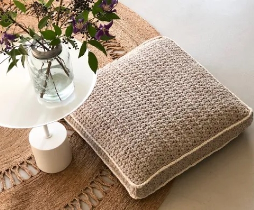 Trendy Square Floor Pillow Free Crochet Pattern