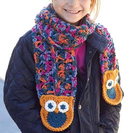 Crochet owl Scarf