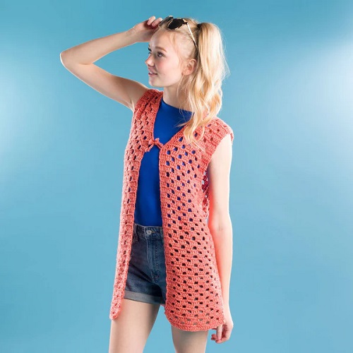 Crochet Check Mesh Vest Idea