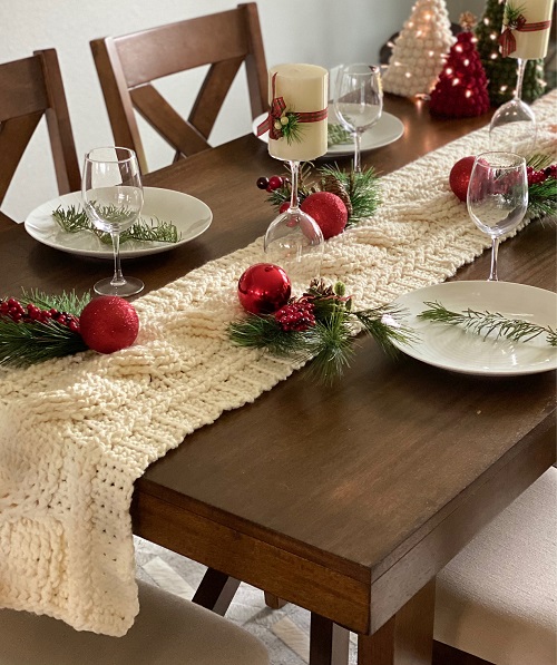 Rustic Crochet Cable Table Runner