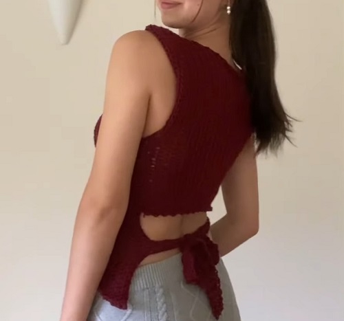 CROCHET sleeveless asymmetrical top