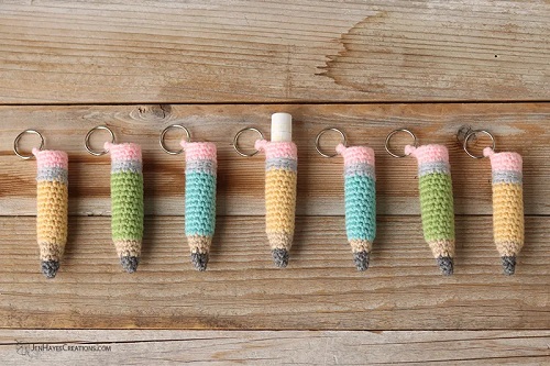 Crochet Pencil Chapstick Holder And Keychain