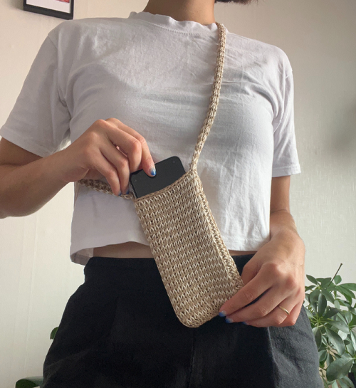 Free Tunisian Crocheted Phone Bag Pattern