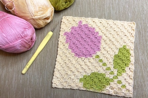 C2C Crochet Cup Tulip Coaster