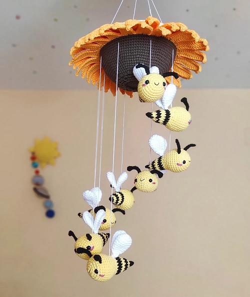bee and sunflower mobile