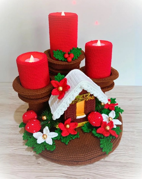 Poinsettia Christmas candles
