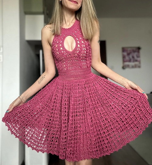 Halter Top Flared Skater Dress