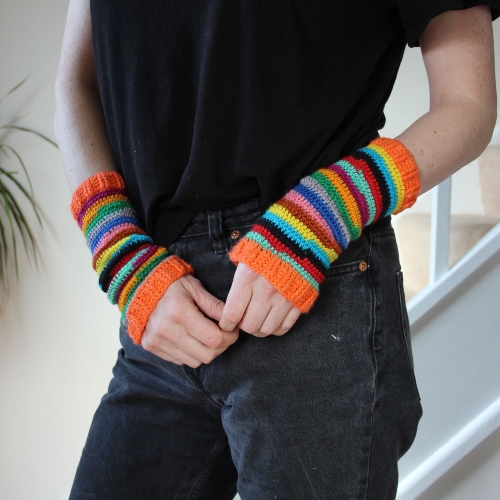 Self Striping Crochet Wrist Warmers