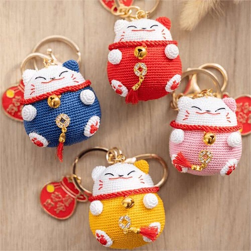 Lucky Cat Key Chain Crochet Pattern