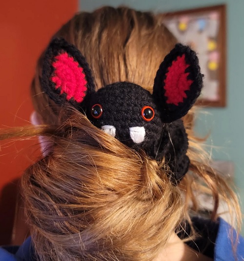 Crochet Bat Hair Scrunchie