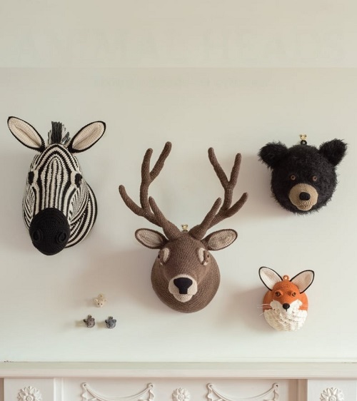 Crochet Animal Heads Wall Display Free Patterns