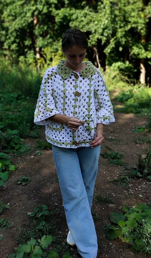 Hexagon Blanket Cardigan Free Pattern