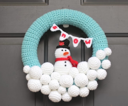 Crocheted Snowball Wreath
