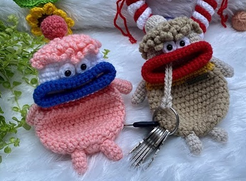 funky crochet key holder