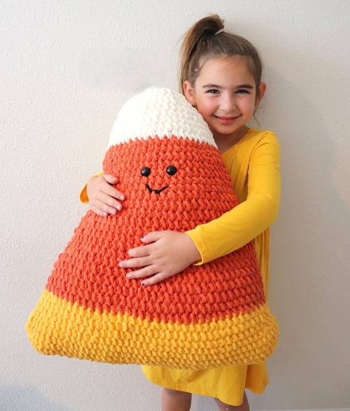 Giant Candy Corn Pillow Crochet Pattern