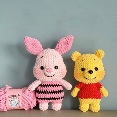 Amigurumi Pooh Bear with Chenille Yarn Shine