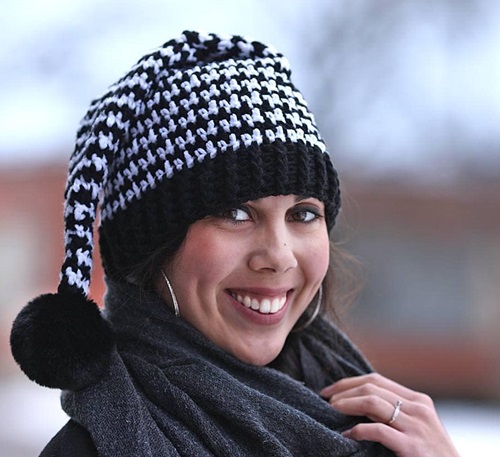 Houndstooth Stocking Hat Crochet Pattern