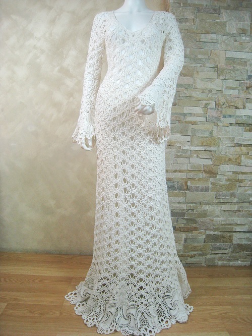 Exclusive ivory crochet wedding dress
