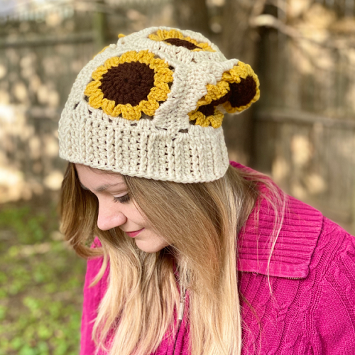 Sunflower Slouchy Hat Crochet Pattern