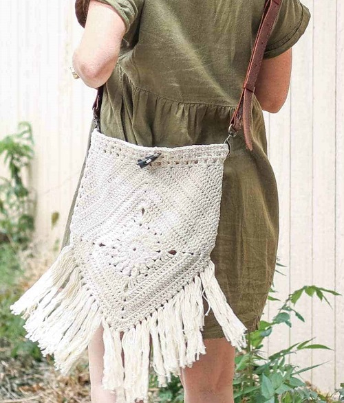 Urban Nomad Fringed Crossbody Crochet Bag