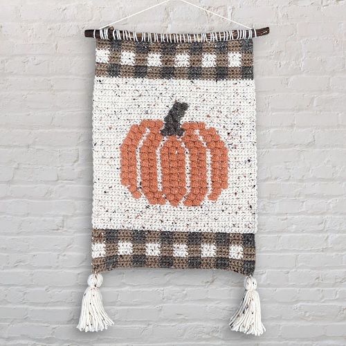 Crochet Pumpkin Wall Hanging for kitchen