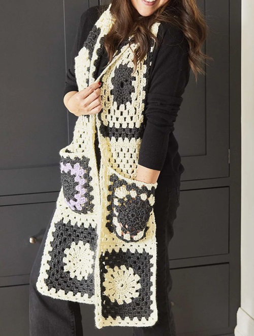 The Stitch Club Pocket Granny Crochet Scarf