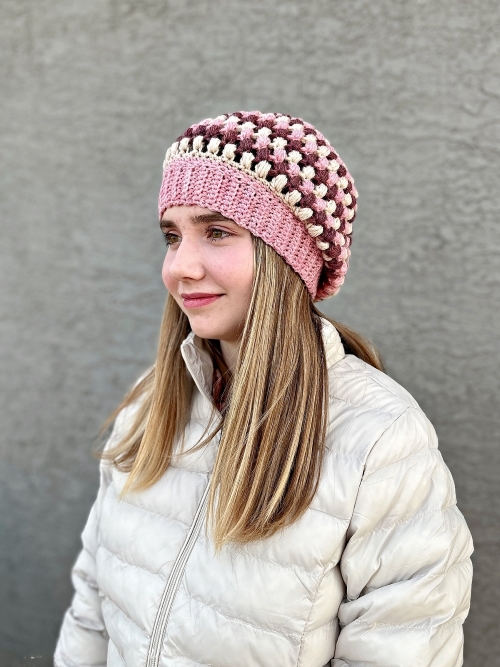 Puff Stitch Slouchy Beanie Crochet Pattern