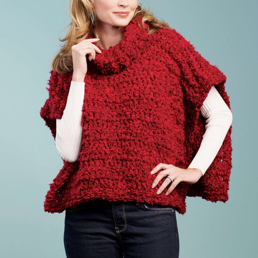 Vibratnt red colour Crochet poncho pattern