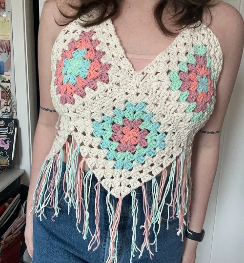 Granny Square Triangle Top Crochet Pattern