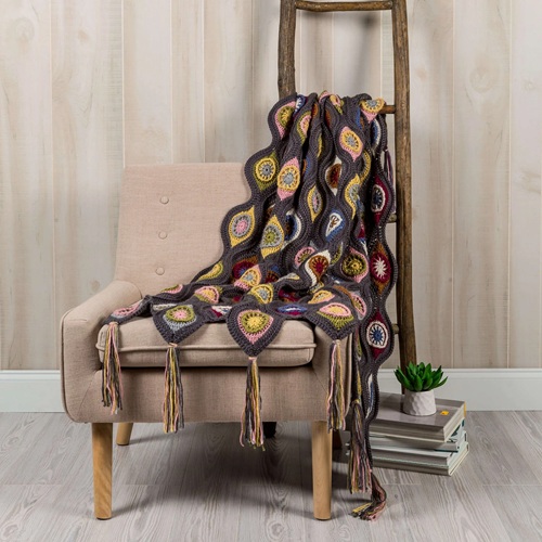 Free Red Heart Crochet Tranquil Retro Throw Pattern