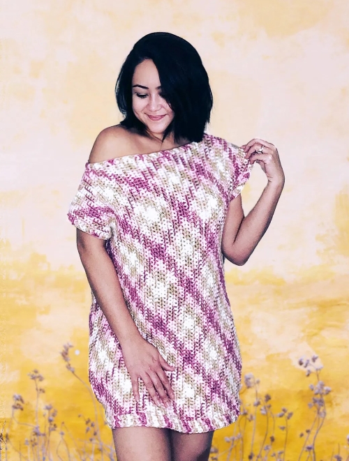 Off Shoulder Oversized Crochet Sweater Dress