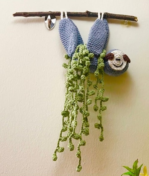 Hanging Succulent with Sloth Basket