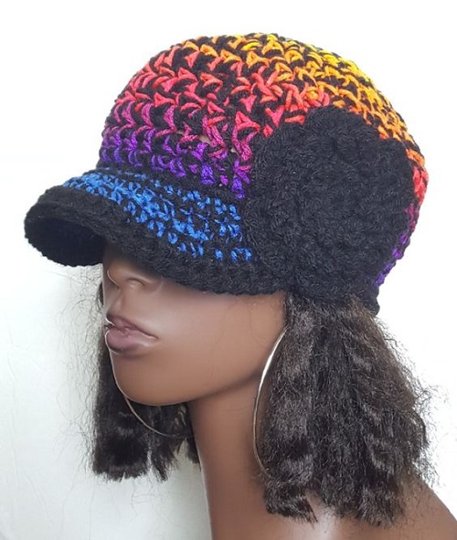 Crocheted Rainbow Baseball Cap