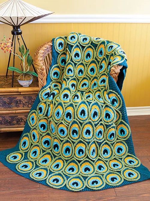 Peacock Afghan Free Crochet Patterns and Ideas 1