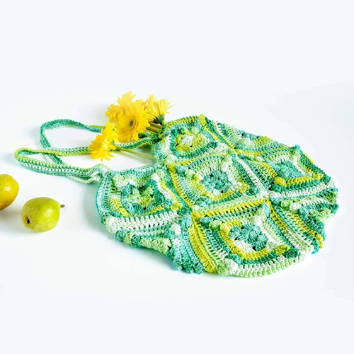 Free Popcorn Square Crochet Tote Bag