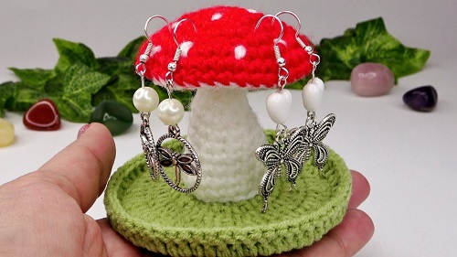 Crochet Mushroom Jewelry Holder