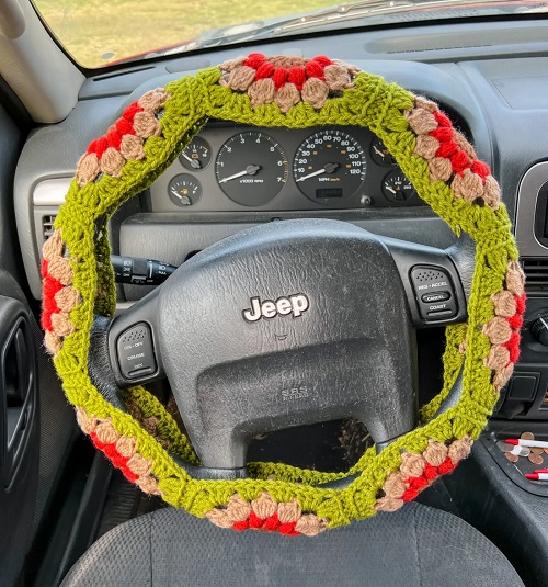 Retro Granny Square Steering Wheel Accessory