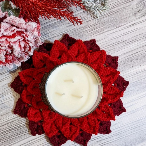 Christmas Poinsettia Candle Coaster