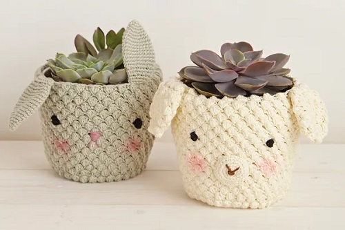 DIY Plant Pot Cover Free Crochet Patterns Ideas 3