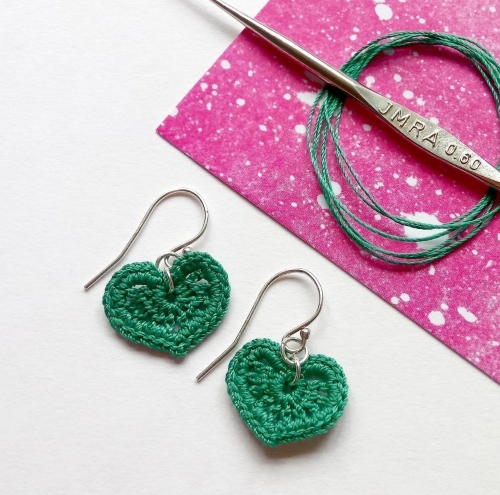 Micro Crochet Heart Earrings