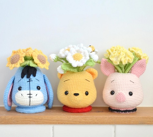 Winnie the Pooh Flower Vase Crochet Pattern