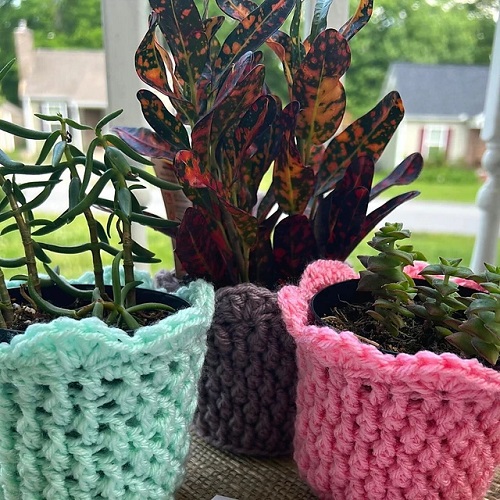 DIY Plant Pot Cover Free Crochet Patterns Ideas 2