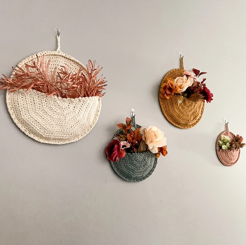 Crochet Flower Basket Wall Hanging Free Patterns 1
