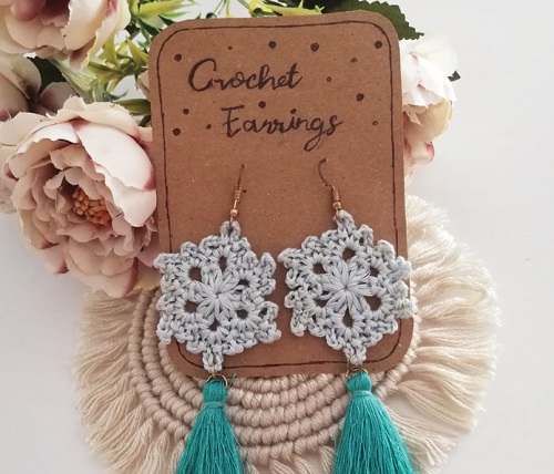 Crochet Snowflake Earrings Free Pattern