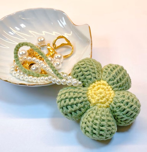 Crochet Afghan Flower Keychain Pattern