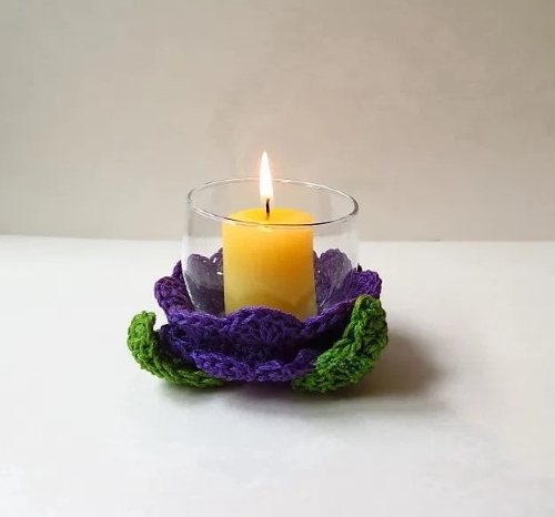 Crochet Floral Votive Candle Holder