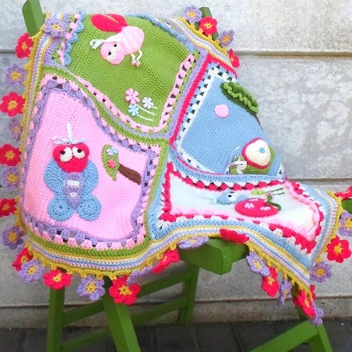 Whimsical Garden Bug baby blanket