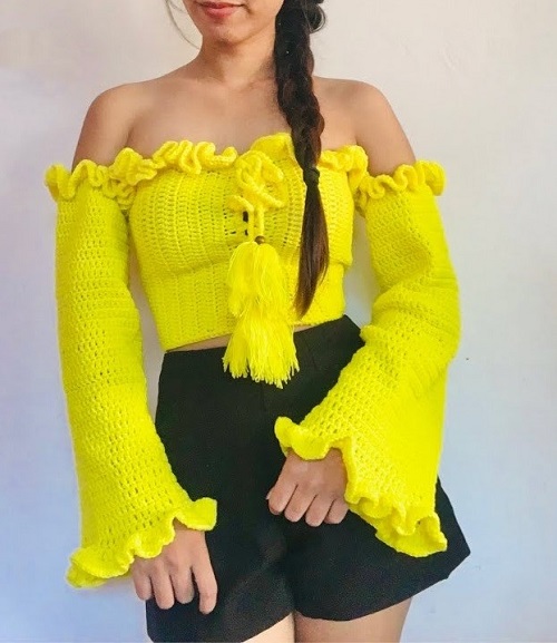 off shoulder bardot long sleeves top