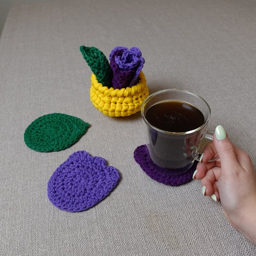 Crochet Tulip Coasters Pattern in Under 3 Hours!