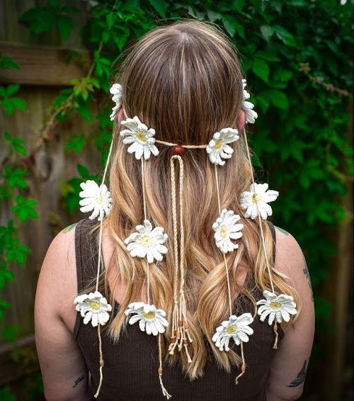 Crochet Flower Chain Headband Free Patterns 1